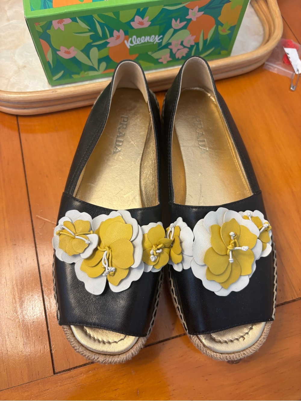 Prada Nappa Flower Leather Espadrilles